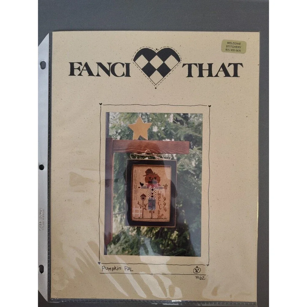Vtg Fanci That PUMPKIN PAL Cross Stitch Pattern Leaflet Primitive Fall Folk Art